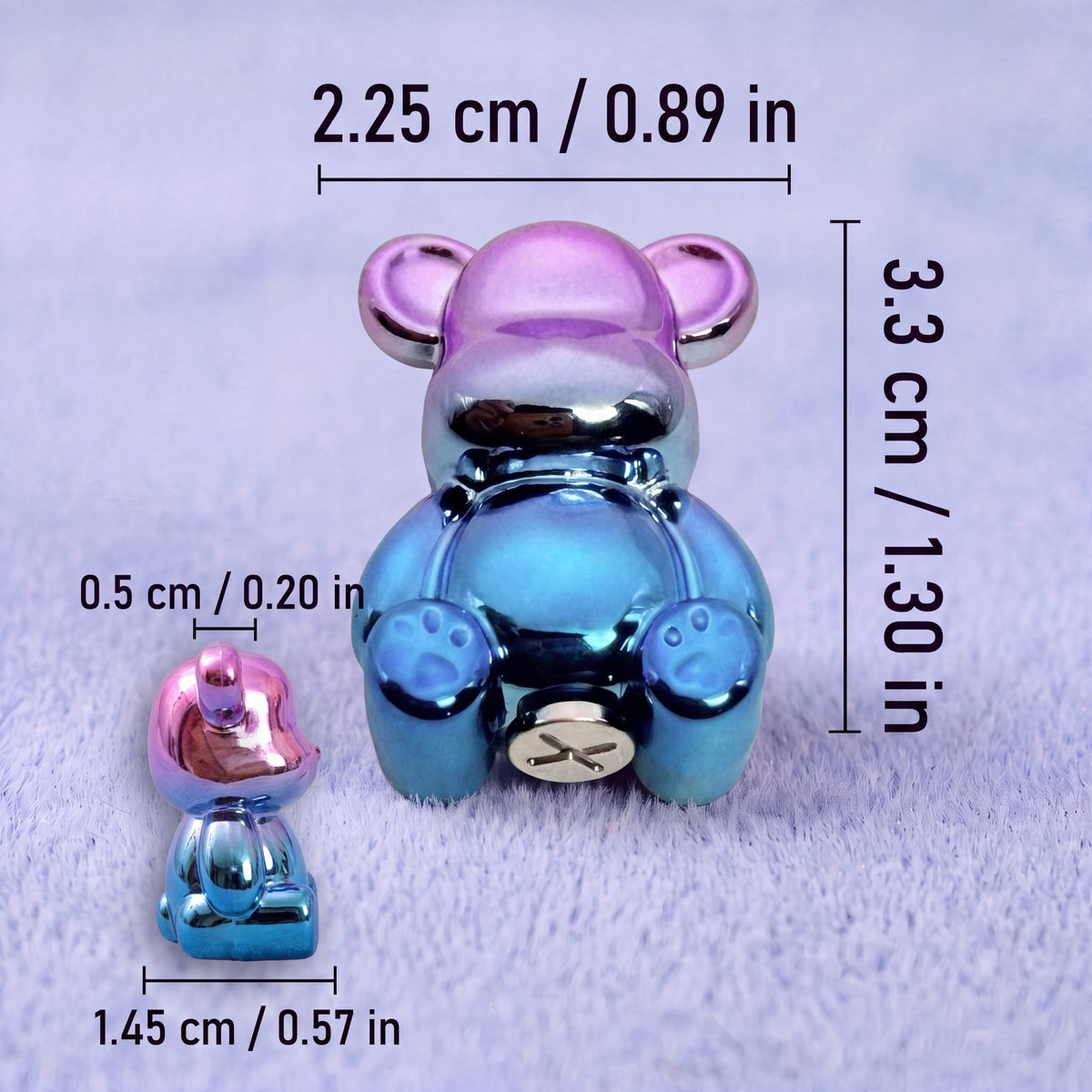 Hoodie Charms – Bubble Bear - Perles de Hoodie - Hoodie Charms - Chrome Violet-Bleu