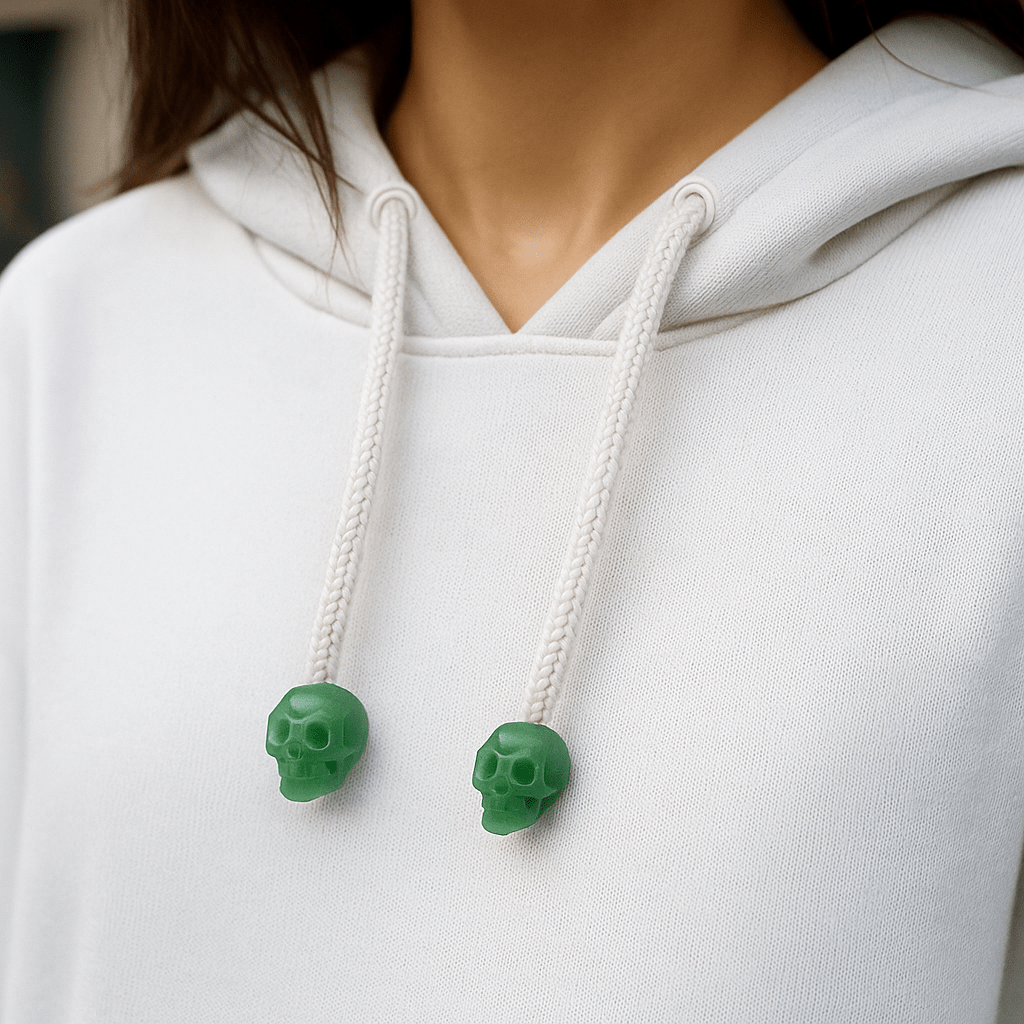 HOODIE CHARMS - Skull Stones - Perles de Hoodie - Hoodie Charms - Aventurine Verte